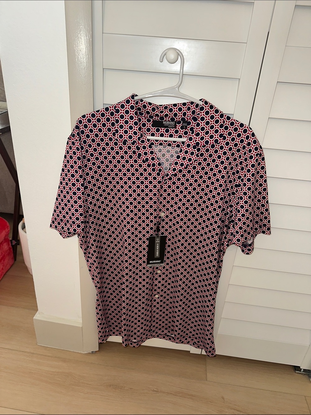 Murano Pink & Black Geo-Print Short Sleeve Polo
